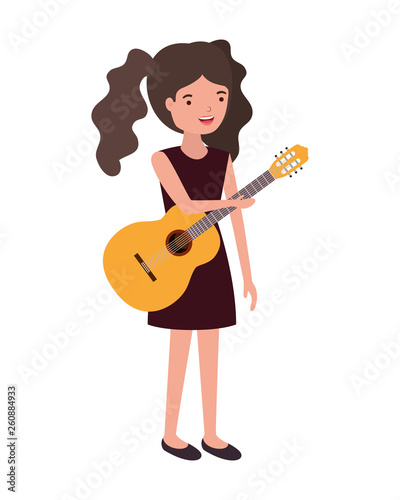 young woman with guitar character