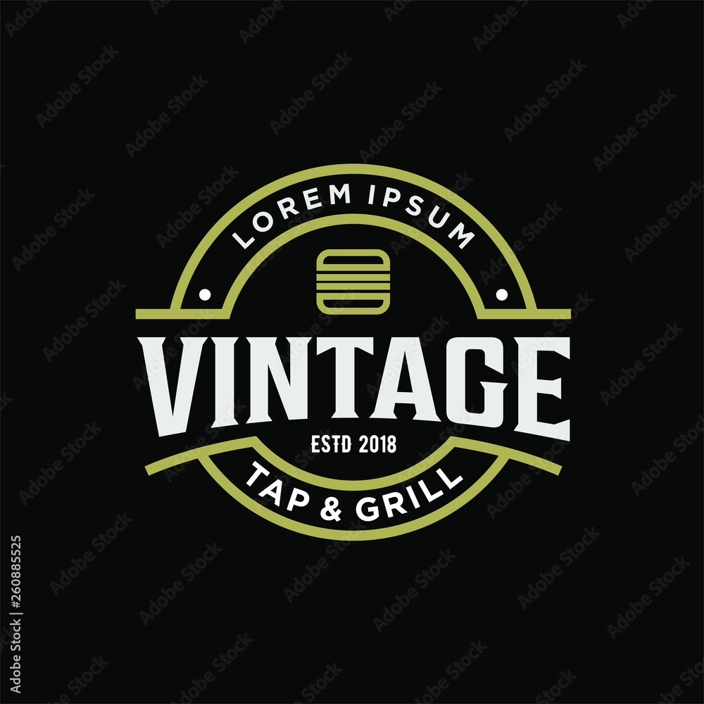 vintage logo design for burger