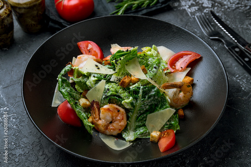 salad caesar with shrimps