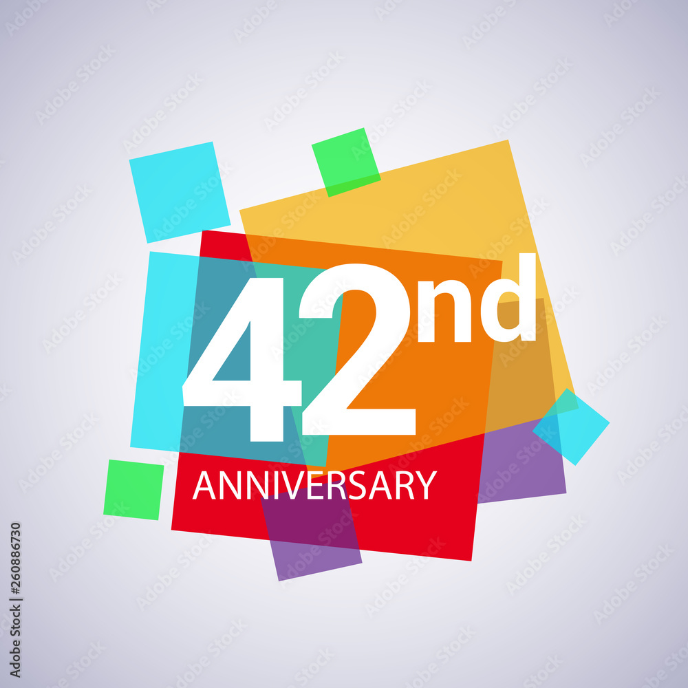 Fototapeta premium 42nd anniversary logo, vector design birthday celebration with colorful geometric isolated on white background.
