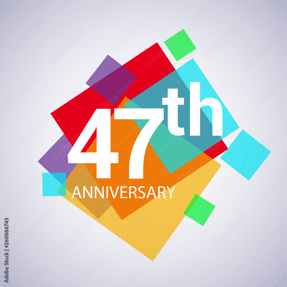 47th anniversary logo, vector design birthday celebration with colorful geometric isolated on white background. 47th anniversary logo, vector design birthday celebration with colorful geometric isolated on white background.