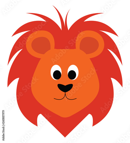 Red lion character faceillustration vector on white background photo