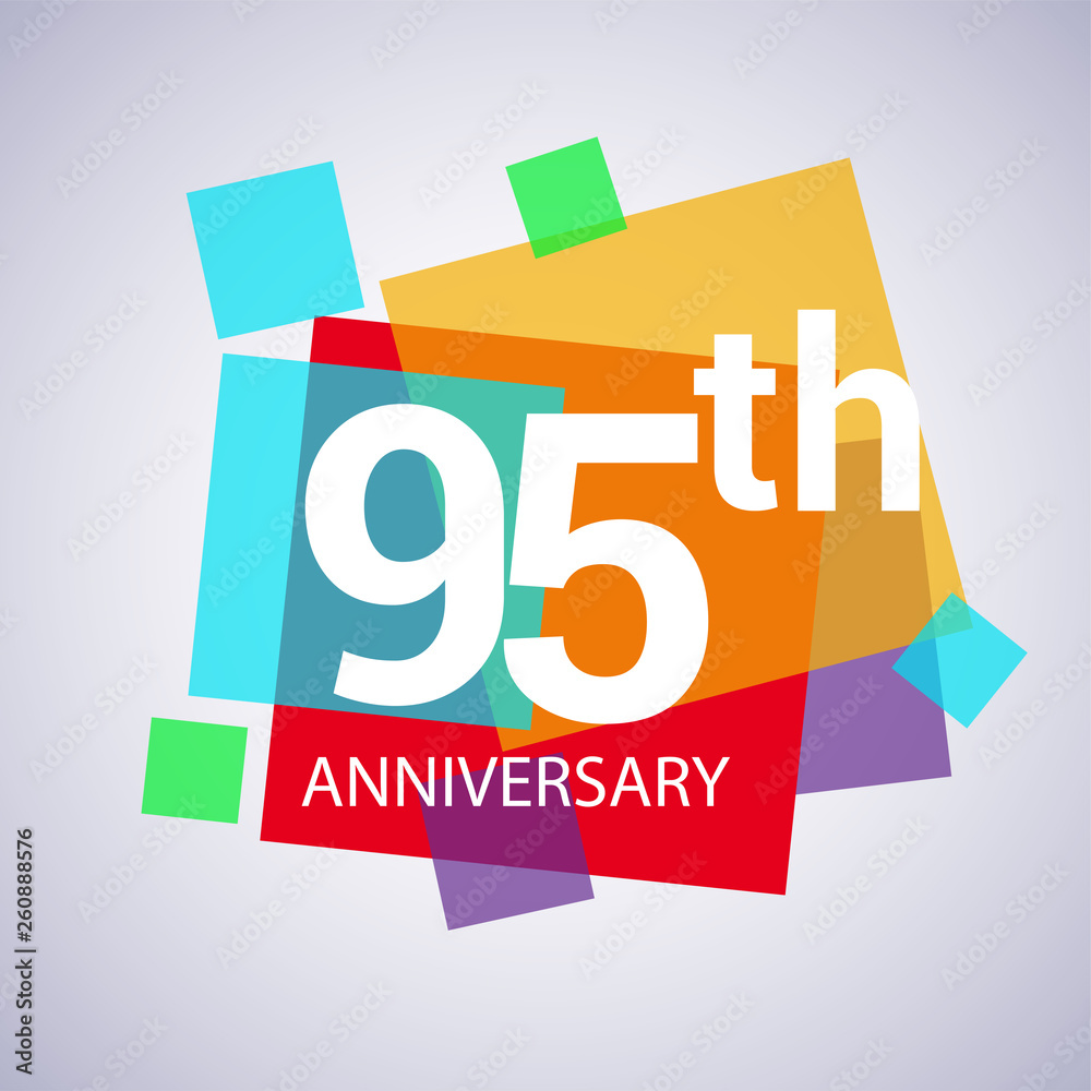 95th anniversary logo, vector design birthday celebration with colorful geometric isolated on white background. 95th anniversary logo, vector design birthday celebration with colorful geometric isolated on white background.