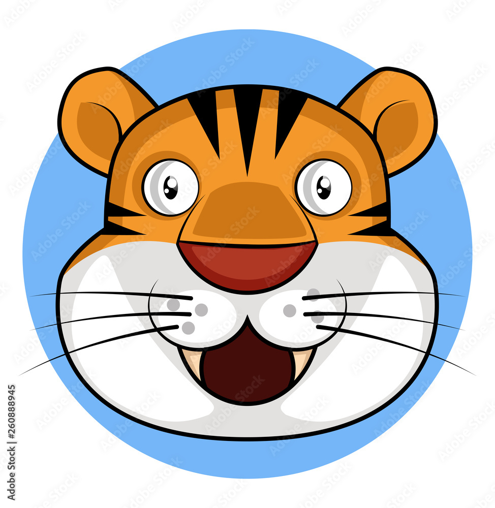 Fototapeta Szczęśliwej kreskówki tygrysia wektorowa ilustracja na białym tle