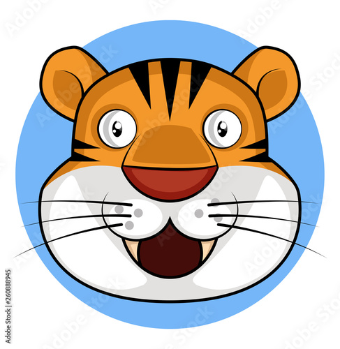 Happy cartoon tiger vector illustration on white background