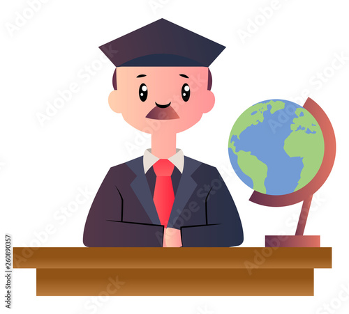 Cartoon male student vector illustartion on white background