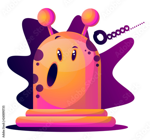 Suprised pink cartoon monster vector illustartion on white background