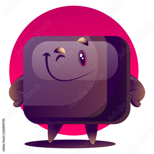 Happy cartoon TV monster vector illustration on white background
