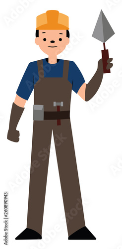 Construction worker charater simple vector illustration on a white background