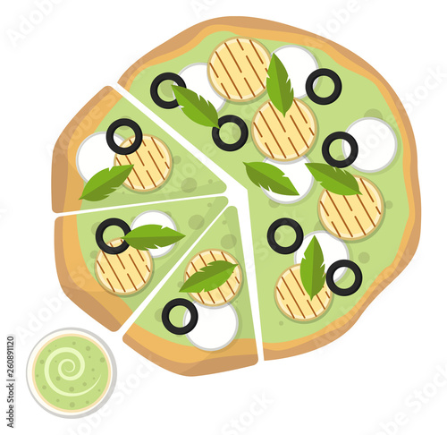 Mozzarella pesto sauce pizza with dipPrint