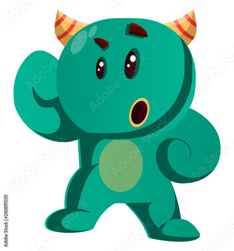 Green monster looking confusedvector illustrationGreen monster looking confusedvector illustration