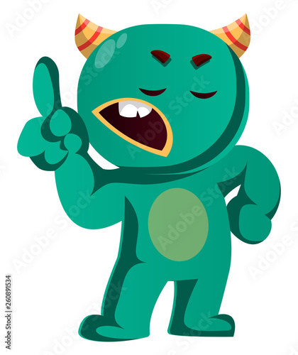 Wait a minute green monster is gesturing vector illustration