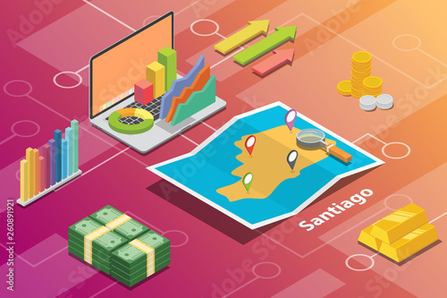 santiago city in philippines city isometric financial economy condition concept for describe cities growth expand - vector