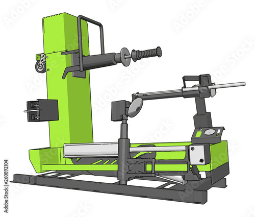 Vector illustration of  a green bore lathe white background