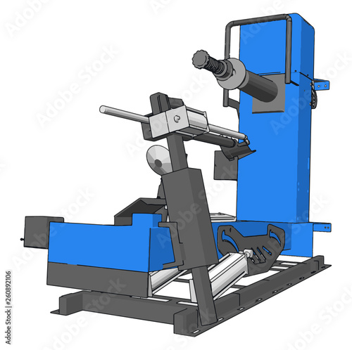 Vector illustration of  a blue bore lathe white background