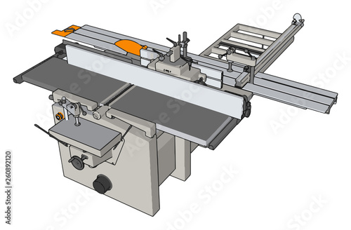 3D vector illustration of an industrial power press machine white background