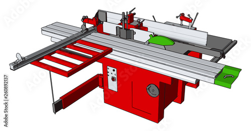 3D vector illustration of an industrial power press machine white background