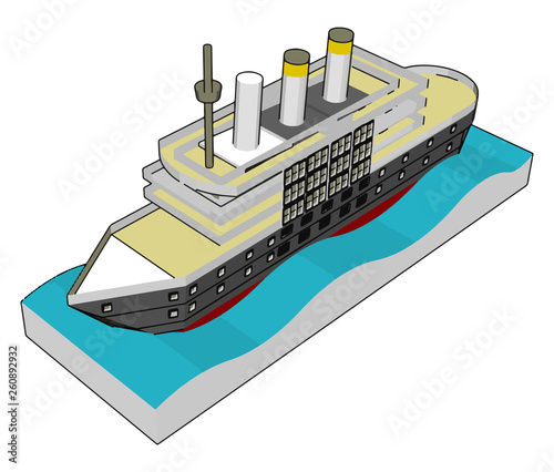 3D illustration of a sea cruiser vector illustration on white background