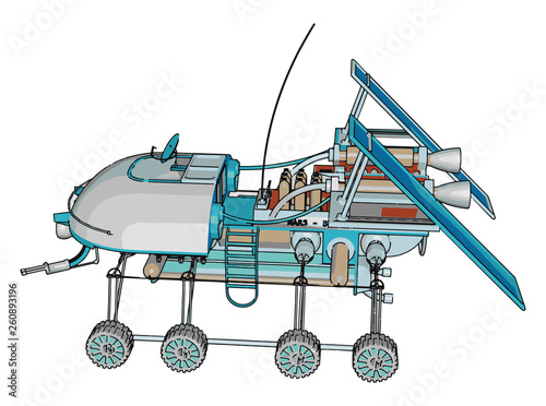 Colorful fantasy planet explorer vector illustration on white background