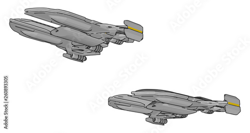 Vector illustration on white background of two white galaxy cruisers