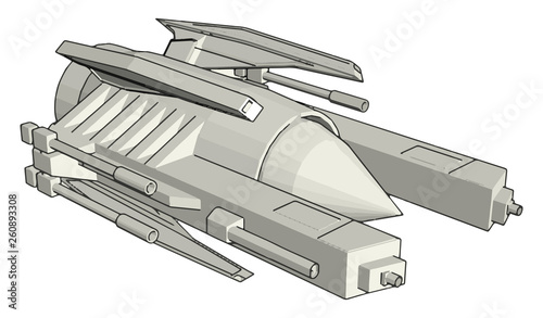 Tela Sci-fi galaxy battle cruiser vector illustration on white background