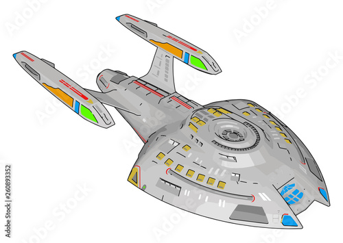 Fantasy battle cruiser vector illustration on white background