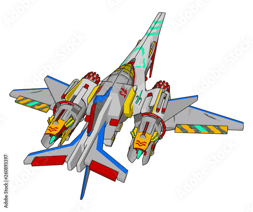 Foto Sci-fi battle cruiser vector illustration on white background