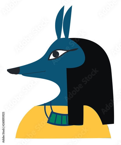 A jackal faced ancient god of death and the afterlife known as Anubis vector color drawing or illustration