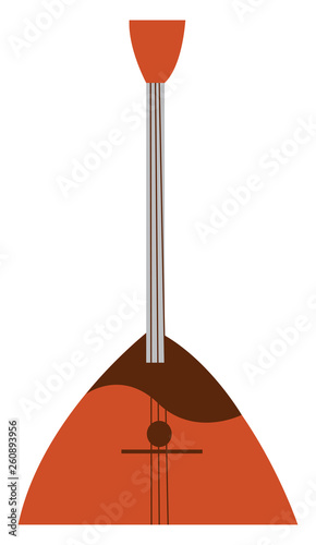 A Russian stringed musical instrument balalaika with a triangular wooden body vector color drawing or illustration