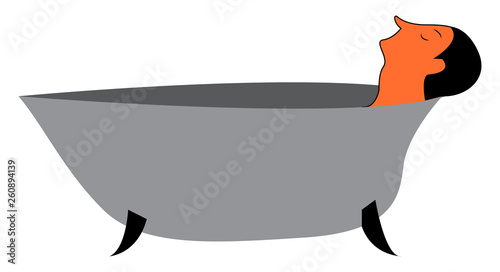 A man is enjoying a relaxed time in his bathtub vector color drawing or illustration