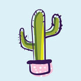 Painting of a lively saguaro cactus plant vector color drawing or illustration