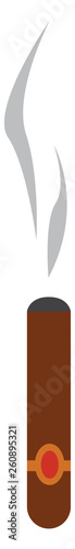 A burning tobacco stick known as cigar vector color drawing or illustration