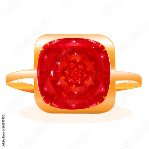 Gold ring with a large red ruby