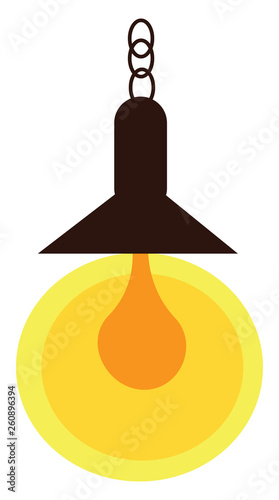 A hanging light bulb shed with an illuminating light vector color drawing or illustration