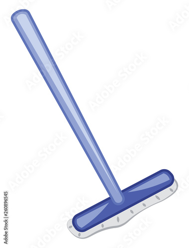 A hand-held long mopping brush used for cleaning purpose vector color drawing or illustration
