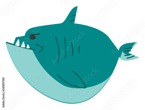 A blue shark one of the most feared sea animals vector color drawing or illustration