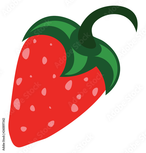 A farm fresh red strawberry with a green stem vector color drawing or illustration