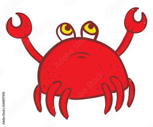 Sad red crab  vector illustration on white background