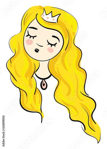 Cartoon of a sleeping blonde princesse vector illustration on white background