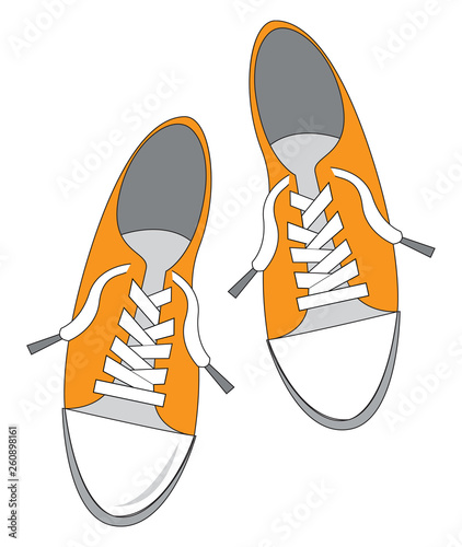 Simple vector illustration on white background of a pair of yellow sneakers