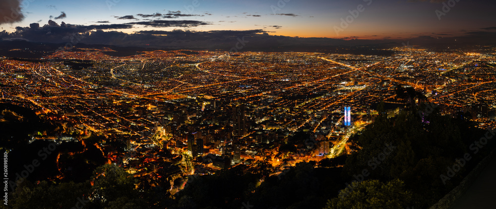 Bogota city sunset panorama 