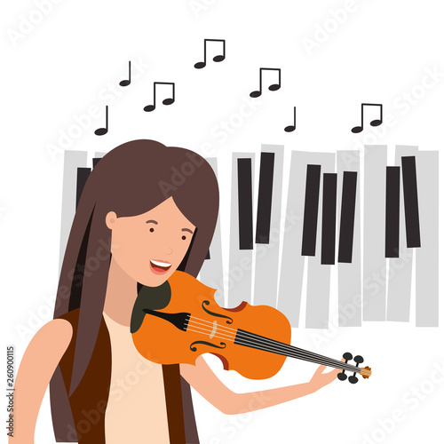 pattern of woman with violin character