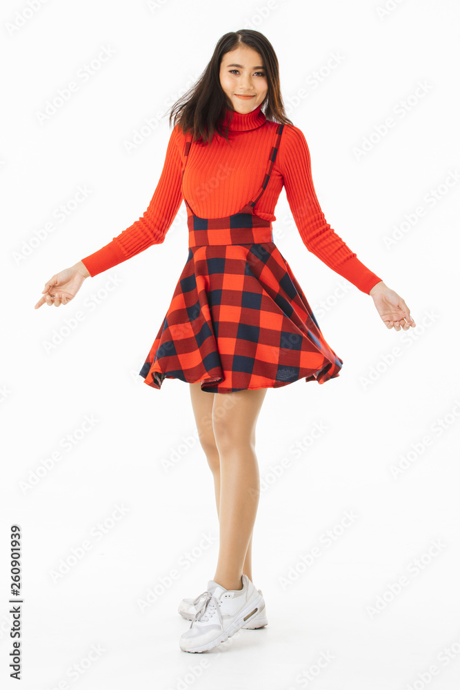 Fototapeta premium Asian lady on white background