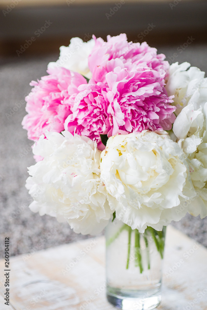 Obraz premium Peonies Bouquet- pink white