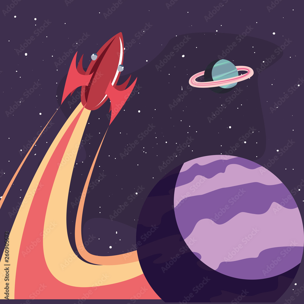 Naklejka premium rocket planet space