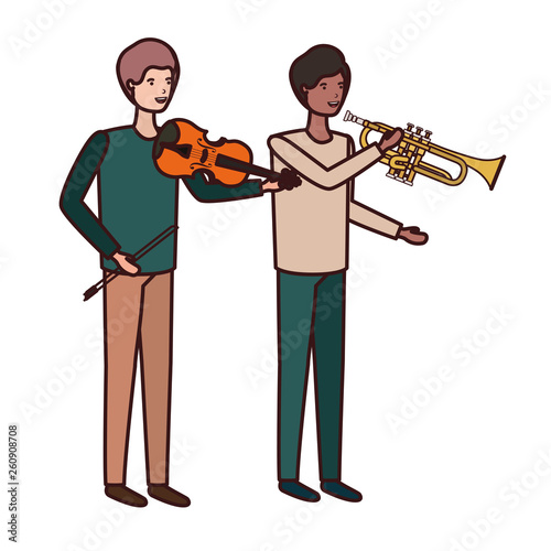 men with musical instruments character