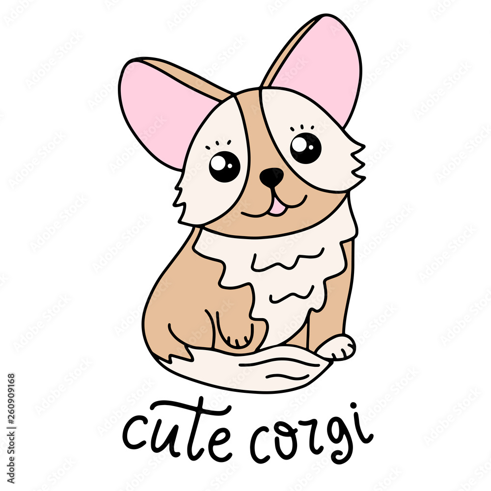 Corgi dog breed lettering vector illustration in cartoon style. Corgi dog breed lettering vector illustration in cartoon style.