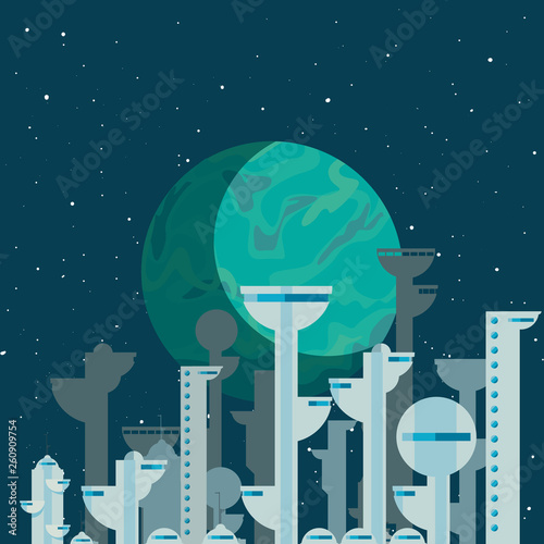 rocket colony futuristic space