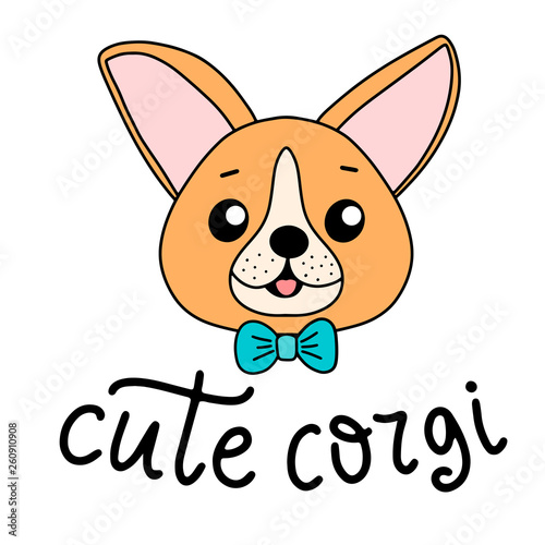 Corgi dog breed lettering vector illustration in cartoon style. © Лена Алмазова