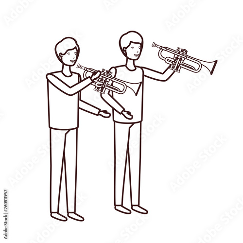 men with musical instruments character